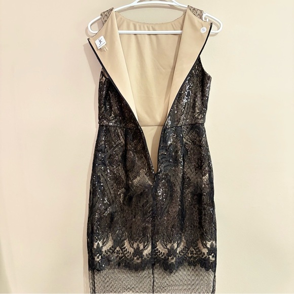 $59✨Julia Jordan Black & Nude Cocktail Dress Intricate Sequin Gorgeous Lace - Picture 14 of 16